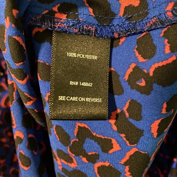 Harper Georgette, 3/4 Sleeve Blouse, Blue and Pink Leopard Print - Picture 9 of 13